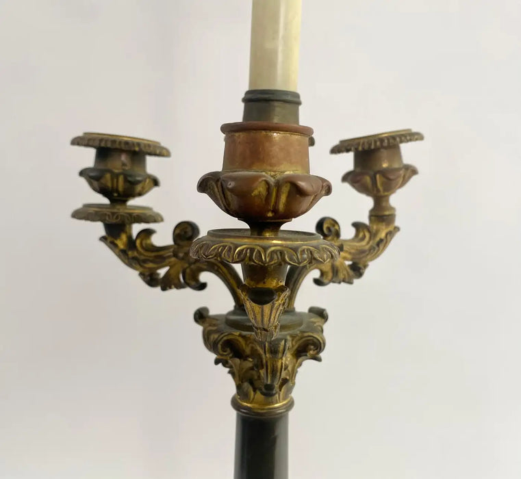 Antique French Louis xv Style Candelbra Converted Table Lamp, a Pair
