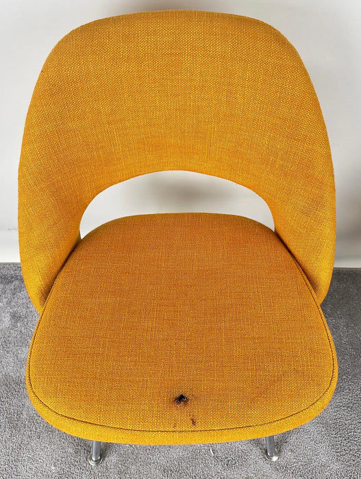 Eero Saarinen for Knoll MCM Tumeric Orange Uphostery Side Chair, a Pair