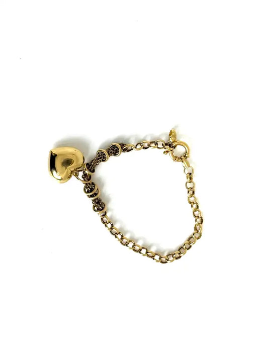 Tiffany-Style 18K Gold Heart Charm Bracelet