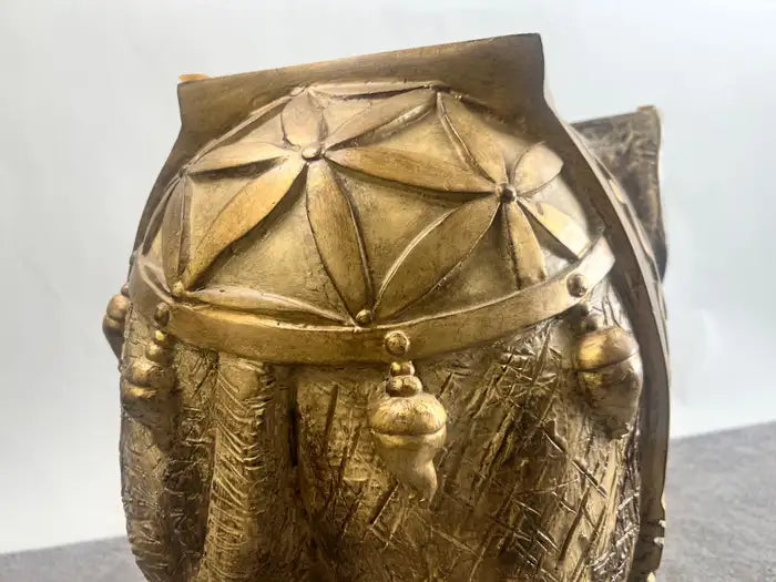 Large Sculptural Elephant Table Base in Carved resin w Antique Gilt Finish