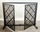 Art Deco Style Black & Bronzed Metal Two-Door & Diamond Design Fireplace Screen