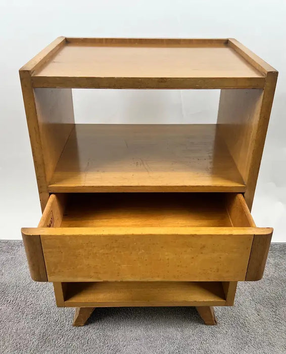 Mid-Century Modern R-Way Birdseye Maple Nightstand or End Table , a Pair