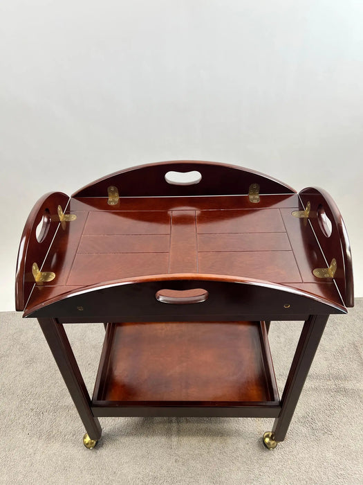 English Style Bombay Company Butler's Tray Table Cherry Wood Drop Leaf Serving