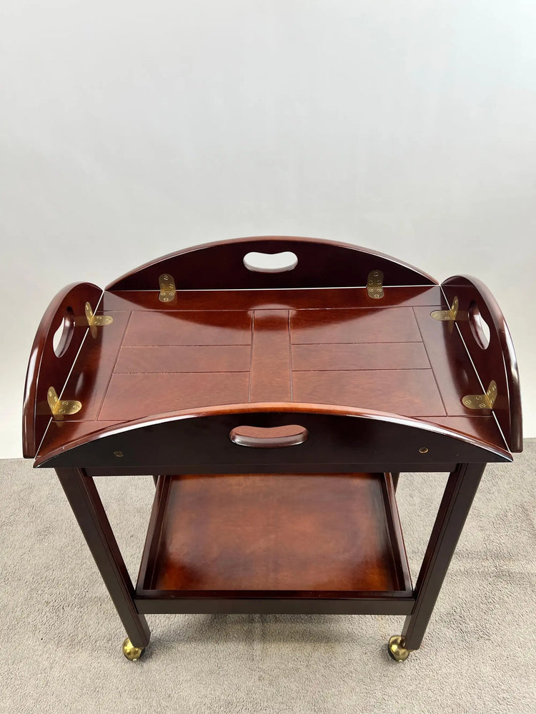 English Style Bombay Company Butler's Tray Table Cherry Wood Drop Leaf Serving