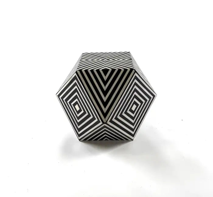 Art Deco Style Sculptural Resin Black and White Side or End Table, a Pair