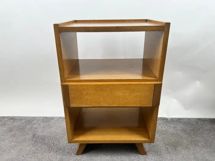 Mid-Century Modern R-Way Birdseye Maple Nightstand or End Table , a Pair