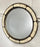 Art Deco Style Round White Frame & Antiqued Brass Filigree Inlay Mirror, a Pair