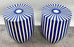 Art Deco Style Blue & White Cylindrical Resin Side, End Table or Stool, a Pair