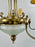 French Empire Style Brass & Etched Cut Glass Center Globe Chandelier - 6 Arms