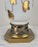 Art Nouveau Frosted White Art Glass & Gold Leaves Design Table Lamp, a Pair