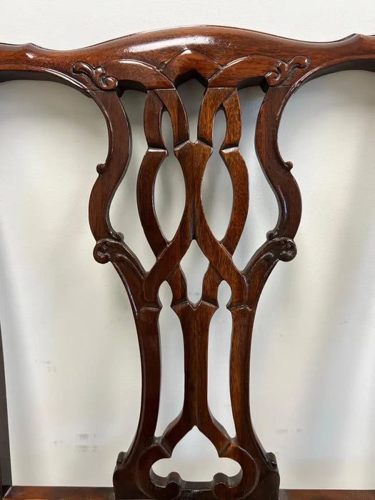 Baker Furniture Chippendale Style Carved Mahogany Queen pierced splat Headboard