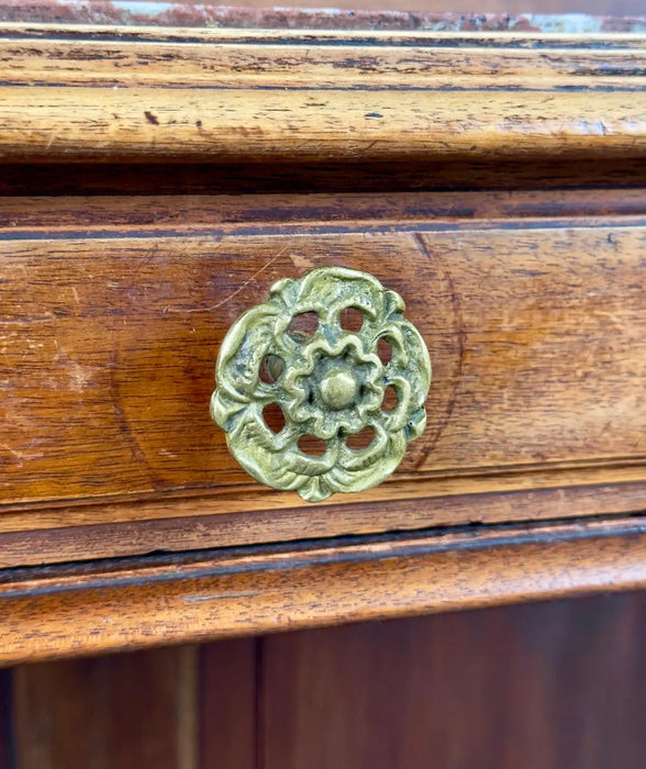 19th Century French Brass-Mounted Mahogany & Marble "Porte Manteau" Hall Tree