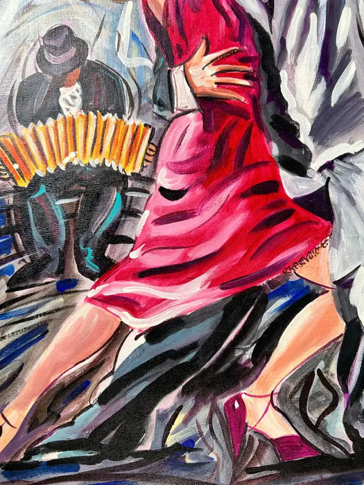 Figurative Oil on Canvas Painting Titled " Pasion Tanguera " Hand Signed Dated 2011