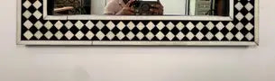 Art Deco Style Black & White Resin Diamond Design Wall, Table or Mantel Mirror