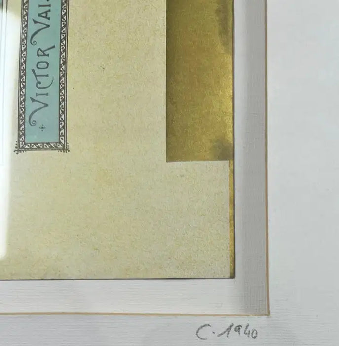 Victor Vissier French Soap Label Framed w/ COA , 1940's 1940