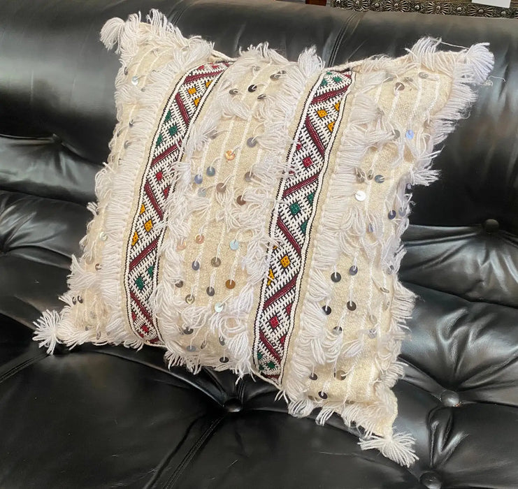 Moroccan White Wedding Pillow, a Pair