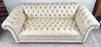 English Style Chesterfield Off-White Tufted Leather Sofa