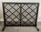 Art Deco Style Black & Bronzed Metal Two-Door & Diamond Design Fireplace Screen