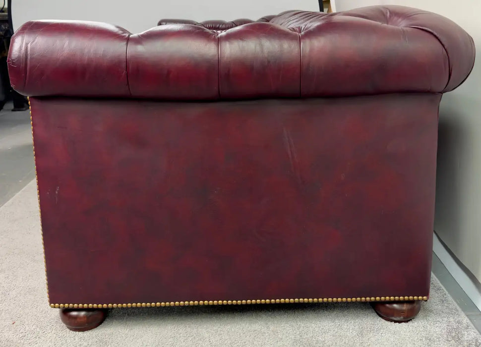 Hancock & Moore English Style Chesterfield Cranberry leather Sofa & Sofa Bed