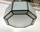 Art Deco Style White Milk Glass and Bronze Octagon Shape Pendant or Flush Mount