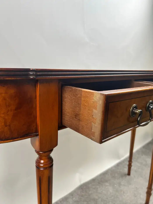 English Georgian Hepplewhite Style Two-Drawer Console Table Mahogany & Walnut