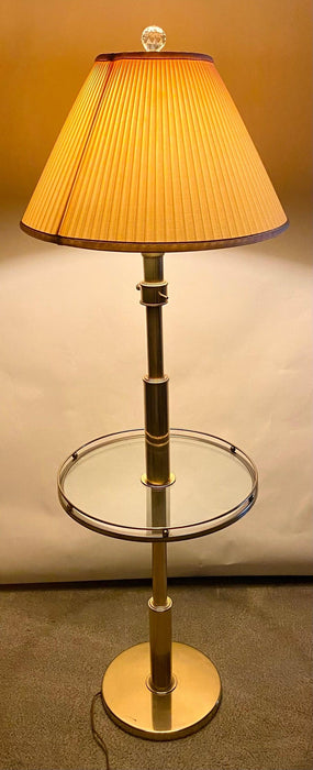 Mid-Century Modern Brass and Glass Table Floor Lamp