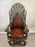 Portuguese Colonial Style Leather & Filigree Design Throne Chair