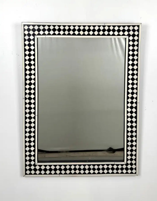 Art Deco Style Black & White Resin Diamond Design Wall, Table or Mantel Mirror