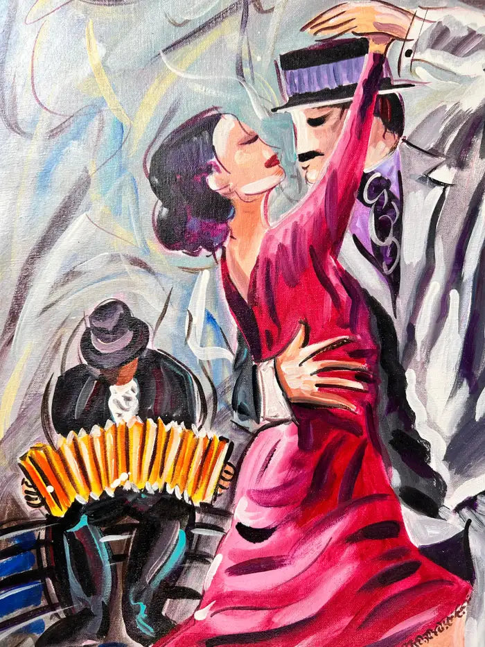 Figurative Oil on Canvas Painting Titled " Pasion Tanguera " Hand Signed Dated 2011