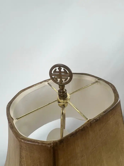 Rustic Style Flying Trout Table Lamp with Bronzed Base and Faux Leather Shade