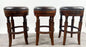 Vintage Traditional Style Frontgate Studded Leather Swivel Stool, a Set of 3