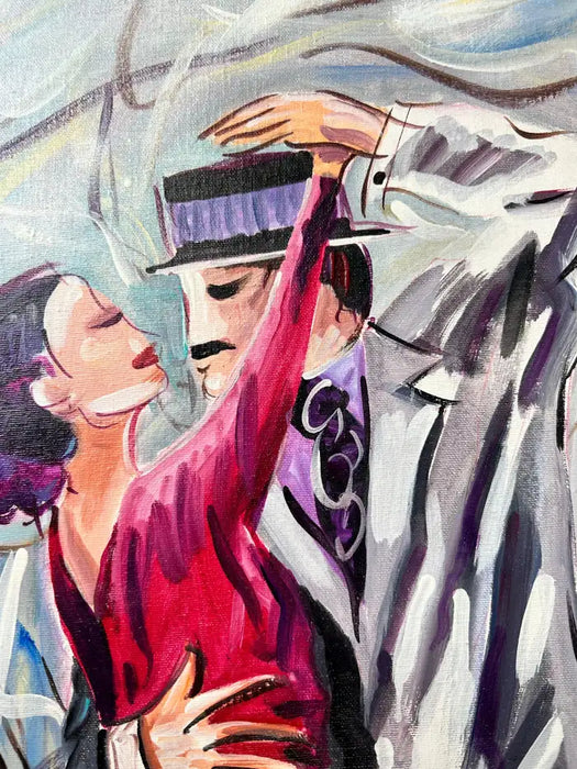 Figurative Oil on Canvas Painting Titled " Pasion Tanguera " Hand Signed Dated 2011