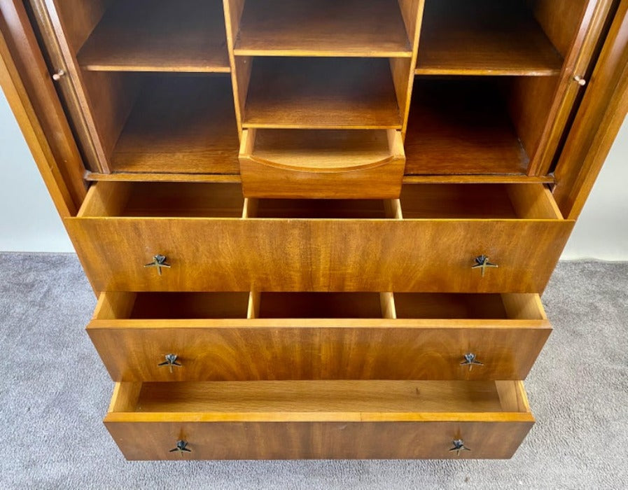 John Widdicomb Mid-Century Modern Walnut Tall Dresser with Tambour Doo John Widdicomb Mid-Century Modern Walnut Tall Dresser with Tambour Doo