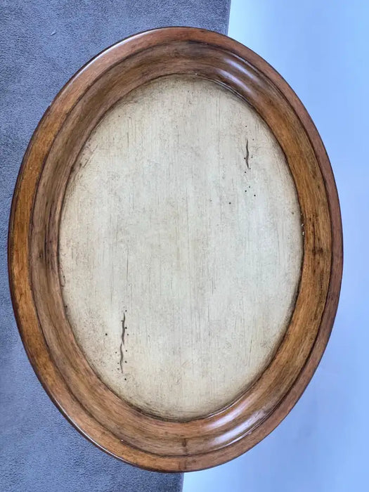 Louis XV Style French Provincial Hand Painted Oval Shaped Nightstand, a Pair