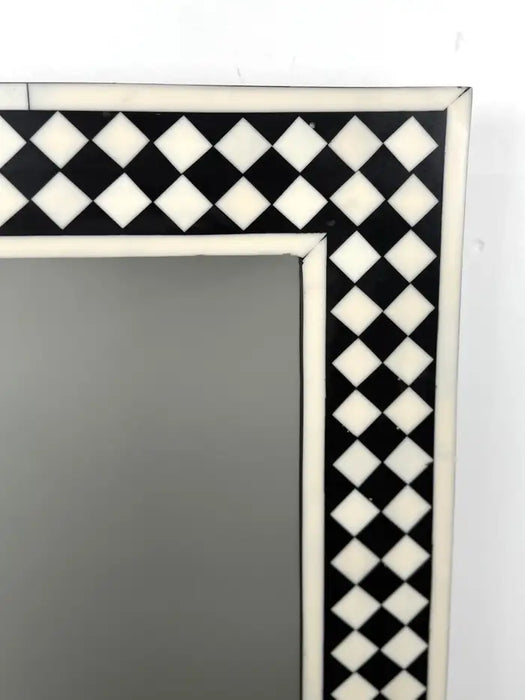 Art Deco Style Black & White Resin Diamond Design Wall, Table or Mantel Mirror