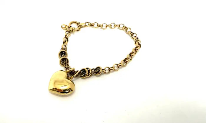 Tiffany-Style 18K Gold Heart Charm Bracelet