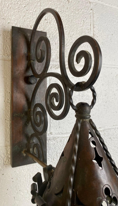 Antique 19th Century Gothic Spanish Revival Hand-Forged Wall Sconces, Set of 3