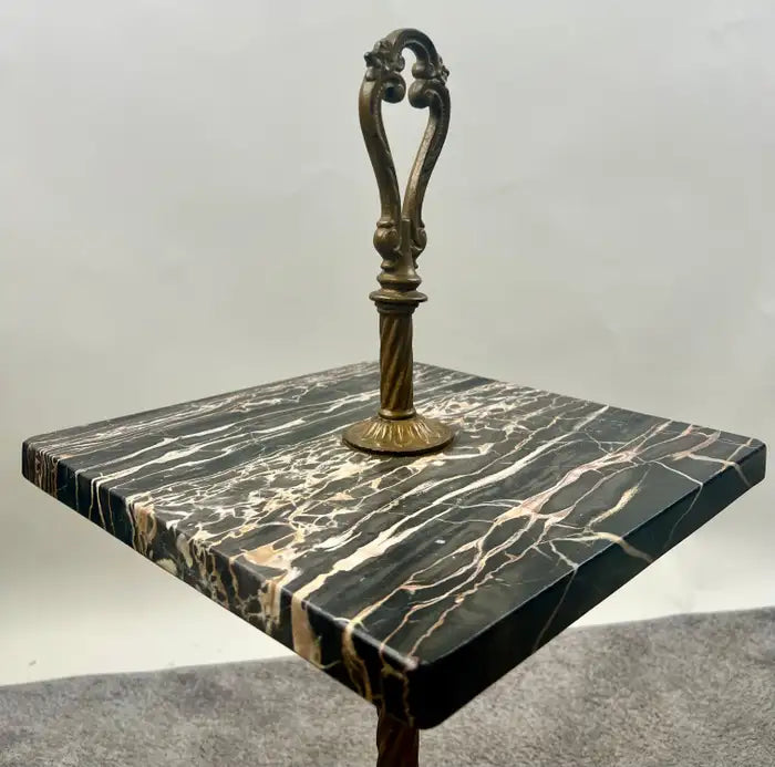 Art Nouveau Marble Top and Brass Smoking or Side Table