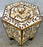 Moroccan Boho-Chic Handmade Walnut & Resin Inlay Hexagonal Side or End Table