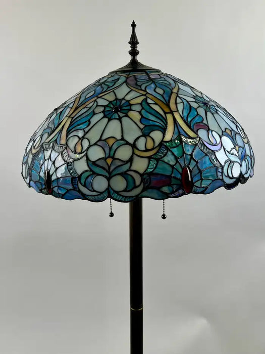 Art Nouveau Tiffany Sale Blue Stained Glass Dome Shaped Shade Floor Lamp