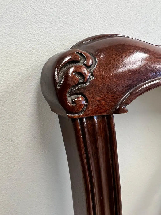 Baker Furniture Chippendale Style Carved Mahogany Queen pierced splat Headboard