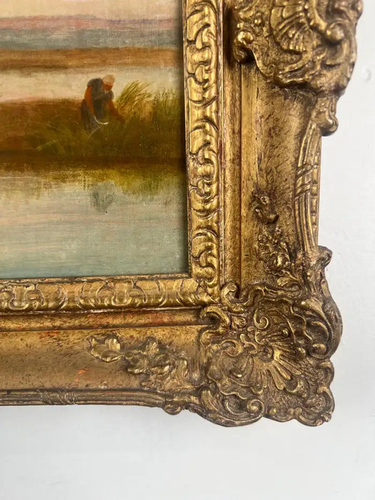 Frederick Goodall R.A Bedouins in the Desert Oil on Canvas Orientalist Painting 1890's