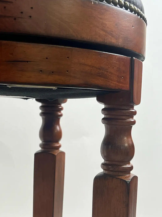 Vintage Traditional Style Frontgate Studded Leather Swivel Stool, a Set of 3
