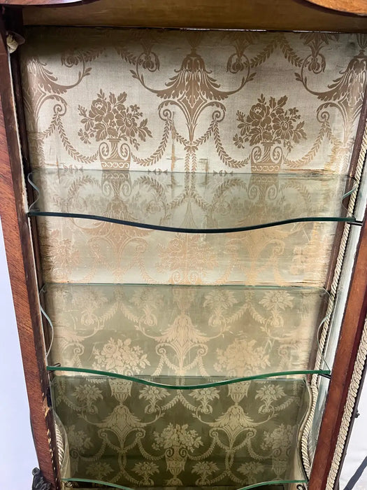 Antique 19th C. French Louis XV Vernis Martin Ormolu Serpentine Vitrine Cabinet