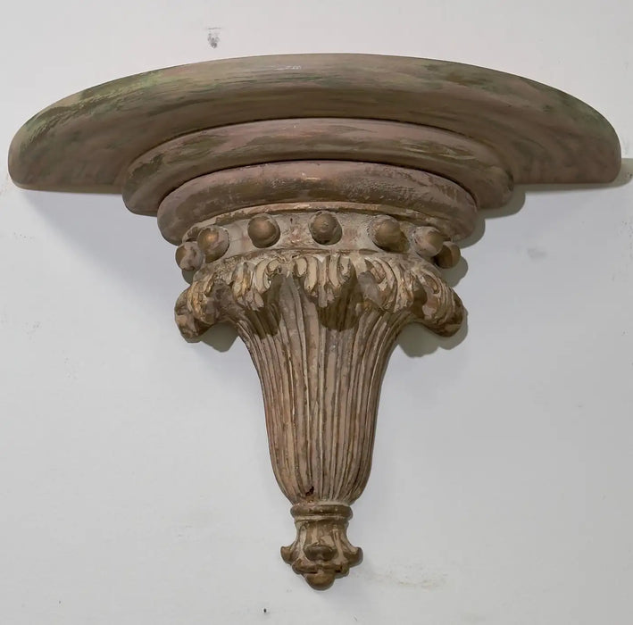 Italian Neoclassical Style Wood Carved Shell Form Wall Shelf or Bracket, a Pair