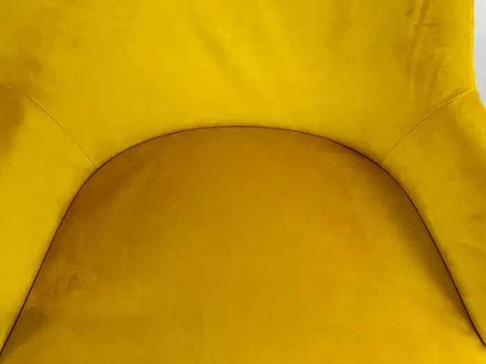 Mid Century Modern Style Yellow Velvet & Ebony Dining or Side Chair, Set of 4