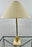 Mid-Century Modern Brass Table Lamp w Marble Base & Original Fabric Shade, Pair