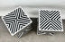 Art Deco Style Black & White Resin Sculptural Side, End Table or Stool, a Pair