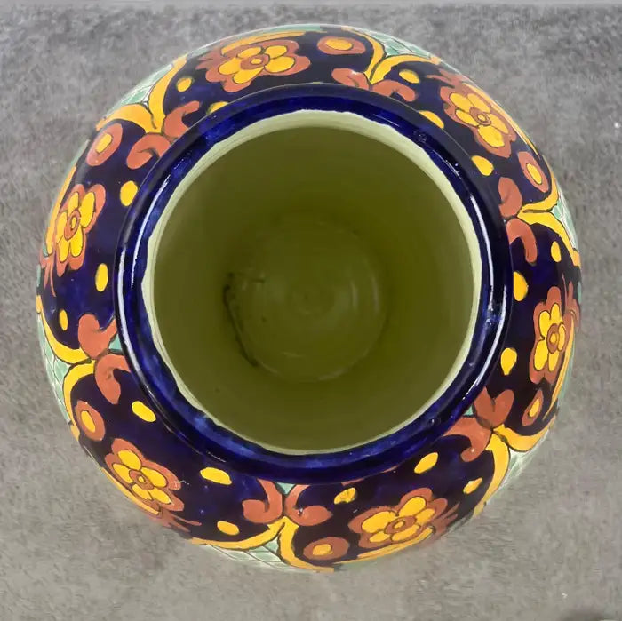 Mexican Talavera Multi-color Handmade Pottery Lidded Vase or Urn