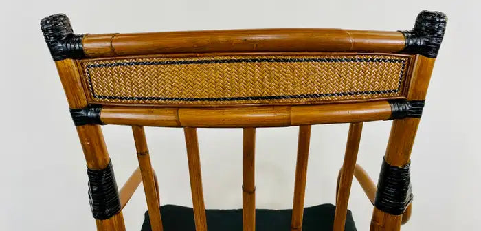 Mid Century Boho Chic Faux Bamboo Rattan Chair